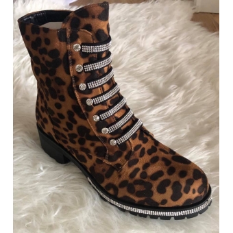 Boots leopard met bling 